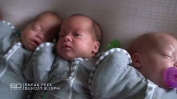 Three of the five newborns to be introduced to Australia during a 60 Minutes exclusive on Sunday night.
