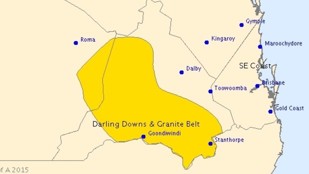 The Bureau of Meteorology has issued a storm warning for the Darling Downs and Granite Belt.