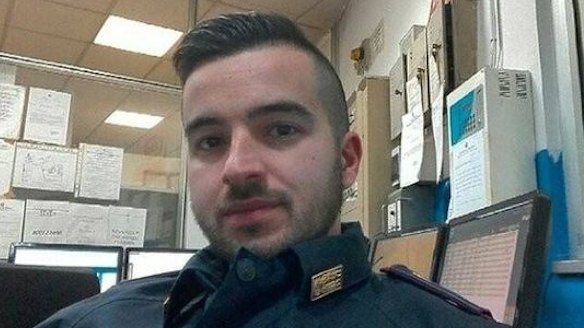 Hero: Trainee cop Luca Scata, 29, who shot dead the Berlin attacker.