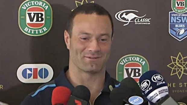 Former Old Bar Pirates junior Boyd Cordner fronts the media as NSW Blues captain at age 24.