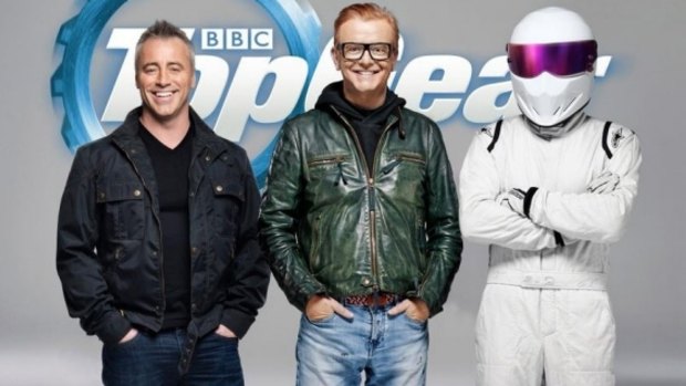 New <i>Top Gear</i> hosts Matt LeBlanc and Chris Evans with the Stig.