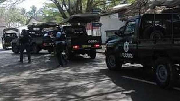 Police arriving at scene of attack in Ivory Coast.