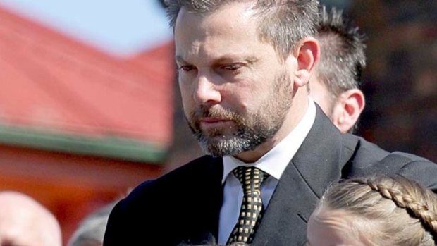Gerard Baden-Clay at the funeral of his wife Allison, before he was charged with her murder.