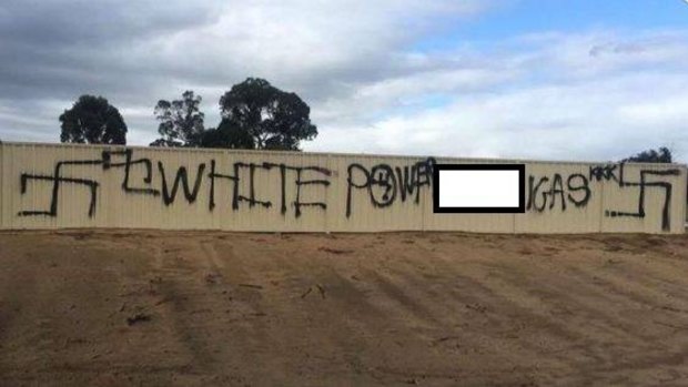 The racist graffiti appeared in Greenfields this week.