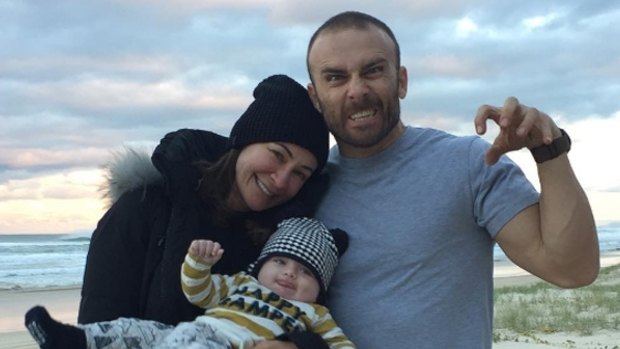 Michelle Bridges with son Axel and partner Steve "Commando" Willis.