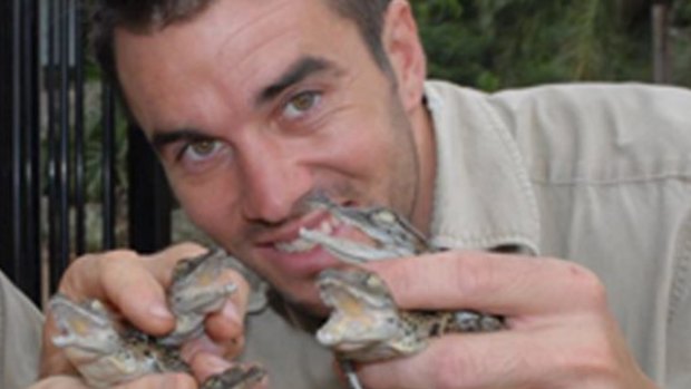 Shoalhaven Zoo handler Trent Burton, who was bitten by a croc during a feeding show on Monday. 
