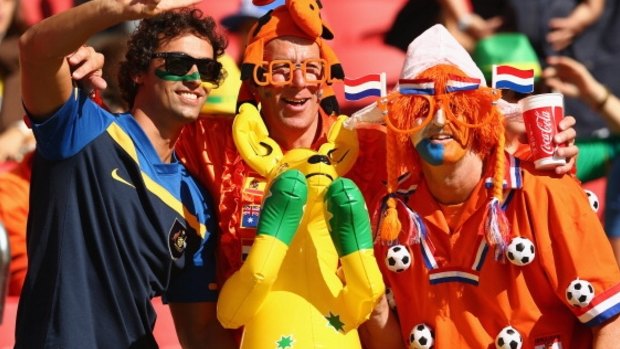 Nations unite: Australian fans have been embraced by other nationalities in Brazil.