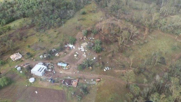 Some of the destruction in Fernvale as seen from above.