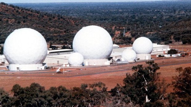 An undated file of the radar domes of the top-secret joint US-Australian missile defence base at Pine Gap. 