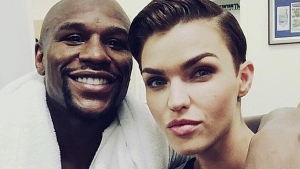 Famous friends: Floyd Mayweather poses with <em>Orange Is the New Black</em> star Ruby Rose in July.