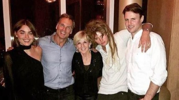 Models Bambi Northwood-Blyth and Jordan Barrett (second from right) with David Panton and Foreign Affairs Minister Julie Bishop.