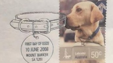 Woof woof. Mount Barker selected as the national postmark for this 2008 series on working dogs. Taken at Max Stern & Co. 