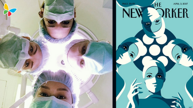 Women at the Los Angeles Children's Hospital joined others on Twitter to recreate the cover.