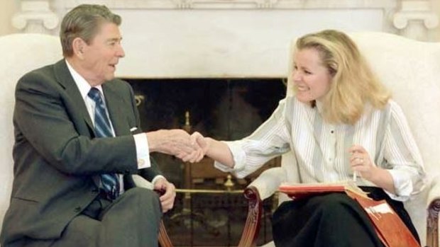 Ronald Reagan and Peggy Noonan in 1988.