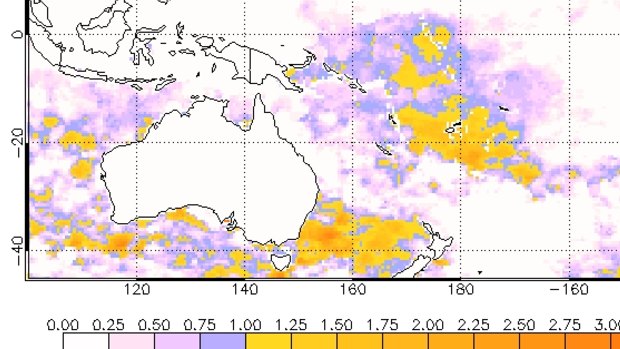 Waters off eastern Australia are particularly warm