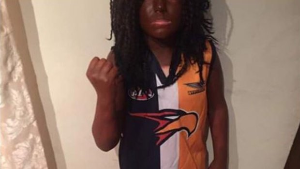 Book Week blackface: The boy dressed up as AFL footballer Nic Naitanui.