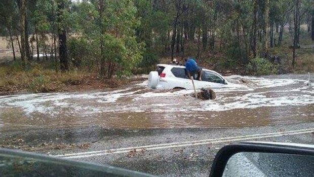 The storm caused flooding in the Perth Hills.