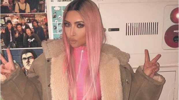 Kim Kardashian has been rocking her latest hair colour in Tokyo. 