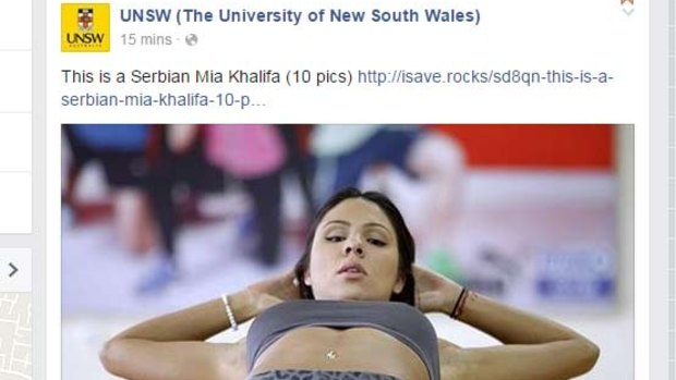 The University of New South Wales Facebook page was hacked for a second time on Sunday.