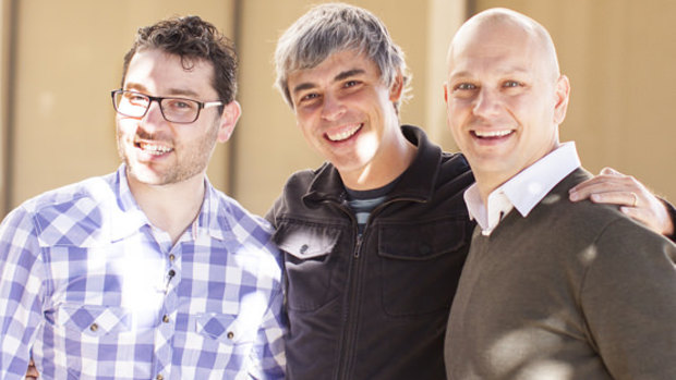 Acquired: Nest co-founders Matt Rogers (left) and Tony Fadell (right), with Google CEO Larry Page (centre).