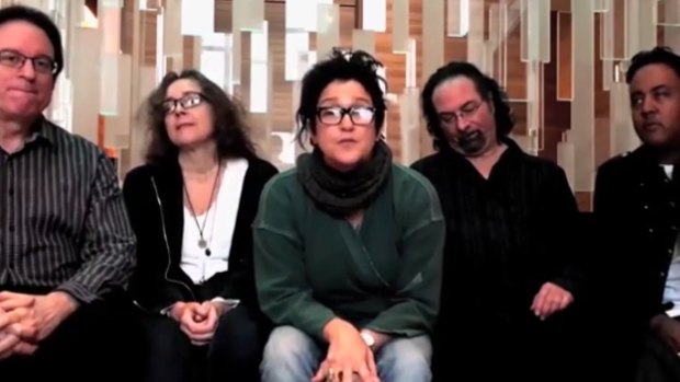 Returning to honour Prince ... Wendy Melvoin, centre, with some of the members of The Revolution.