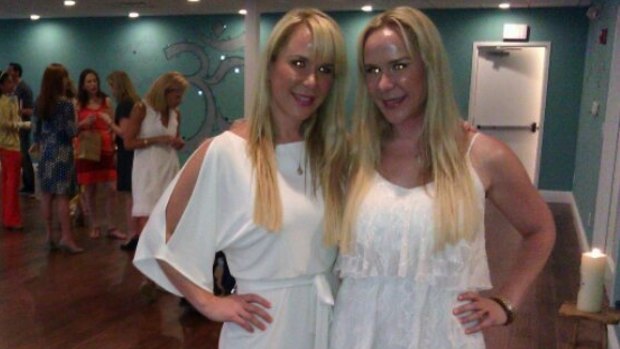 The twins at the launch of their yoga business. 