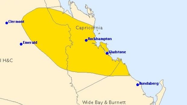 The Bureau of Meteorology issued a severe thunderstorm warning for a pocket on the central Queensland coast.