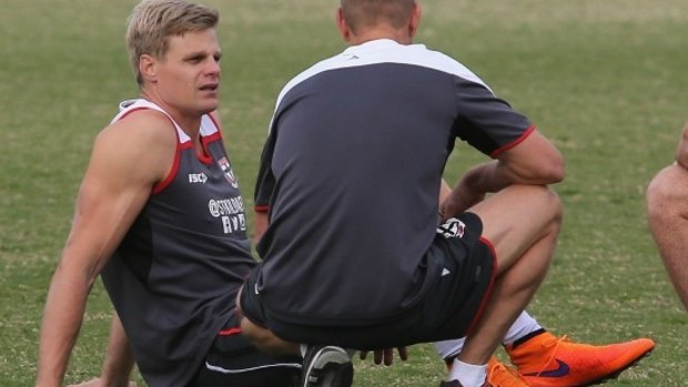 Good example: St Kilda veteran Nick Riewoldt is playing a new role to help develop younger teammates.
