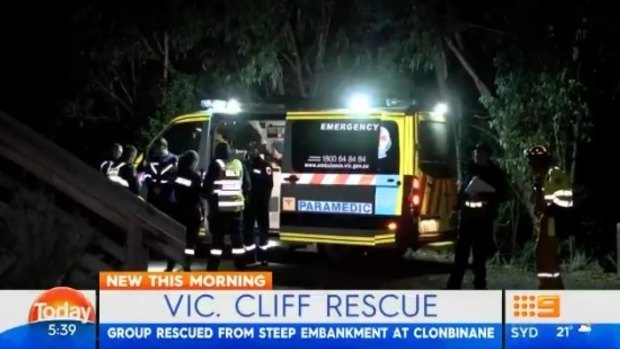 Three fire trucks, eight police, two ambulances and two SES and CFA units were at the six-hour rescue.