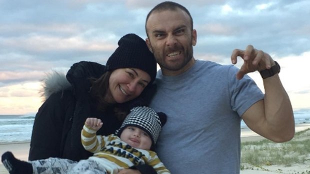 Michelle Bridges with son Axel and partner Steve "Commando" Willis.