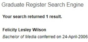 The result from Macquarie University's online register suggests Ms Wilson attained only one degree. 
