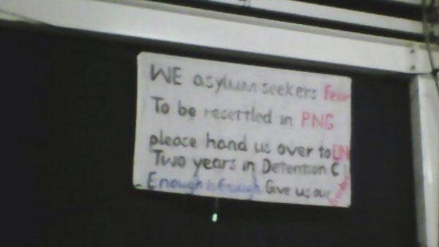 Manus Island asylum seekers protest.