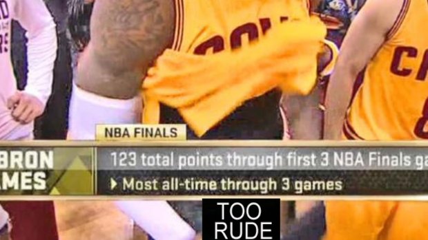 Crown jewels: LeBron James flashed before the start of game 4.