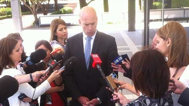 Dean Nalder faces reporters shortly after the announcement that he had been stripped of his portfolio.
