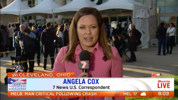 Seven's Angela Cox is embedded in the Clinton camp.