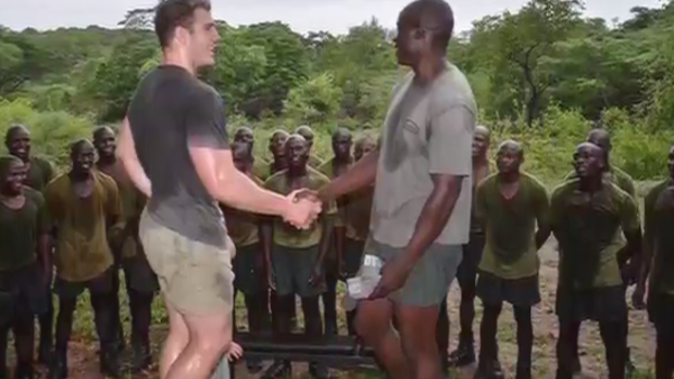 Powerful: David Pocock with the anti-poaching Malilangwe scouts.