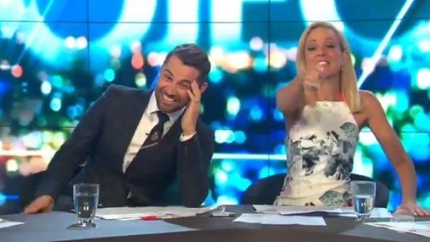 The embarrassed presenter tried to wrap up the show as the rest of the panel laughed.