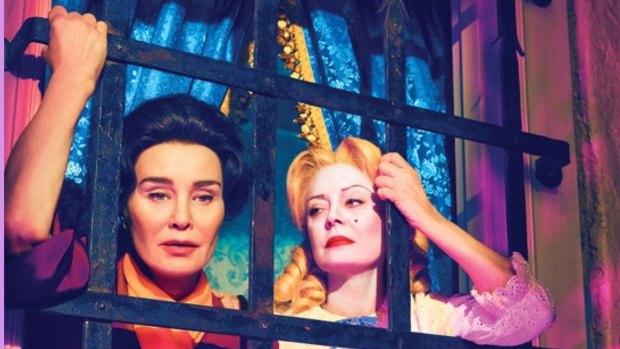 Jessica Lange (left) plays Joan Crawford to Susan Sarandon's Bette Davis in the delicious mini-series <i>Feud</i>.
