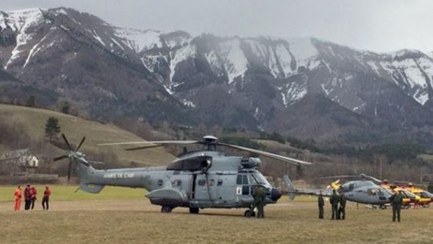 Recovery crews scouring mountain terrain for debris from the crashed Germanwings flight.