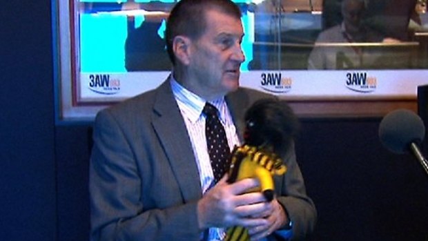 Hawthorn fan Jeff Kennett and his golliwog named ''Buddy'' after Buddy Franklin.