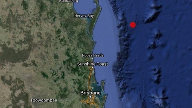 The location of an earthquake that struck off the Queensland coast on Friday morning.