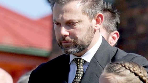 Gerard Baden-Clay at the funeral of his wife Allison, before he was charged with her murder.