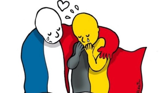 The poignant cartoon by Plantu for <i>Le Monde</i> created immediately after the Brussels attack.