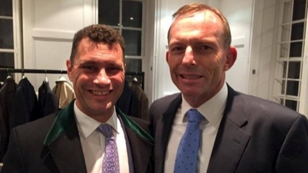 Tony Abbottwith Ukip's Steven Woolfe while in London.