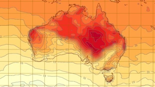 The Bureau of Meteorology released a heatmap estimating the expected hottest regions of Australia on Tuesday.