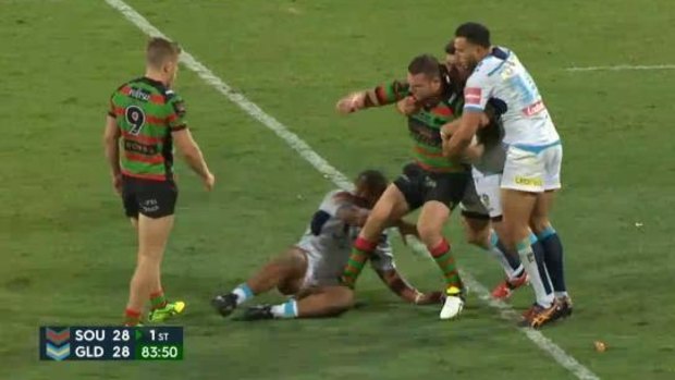 No sacntion: Nathan Brown escaped a charge for stomping on Gold Coast Titans forward Agnatius Paasi.