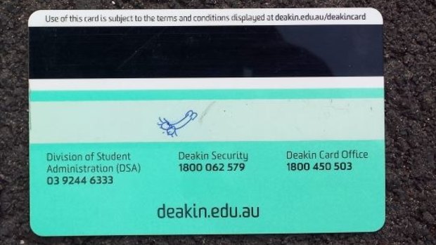 Jared Hyams' Deakin University student card.