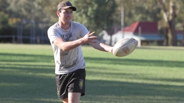 Joshua Bourlet, pictured at preseason training for the Binalong Brahmans rugby league team.