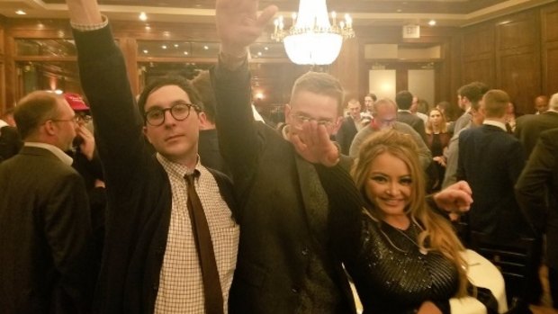 Former reality star Tila Tequila, right, giving a Nazi salute at an alt-right conference in Washington DC.