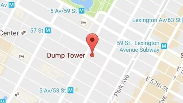 Briefly, Trump Tower was renamed Dump Tower on Google Maps.